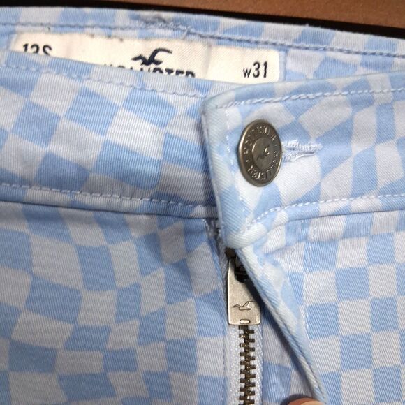 Hollister Pants Womens 13S Blue Checkered High-Rise Dad Pants Cargo Pockets - Picture 12 of 16